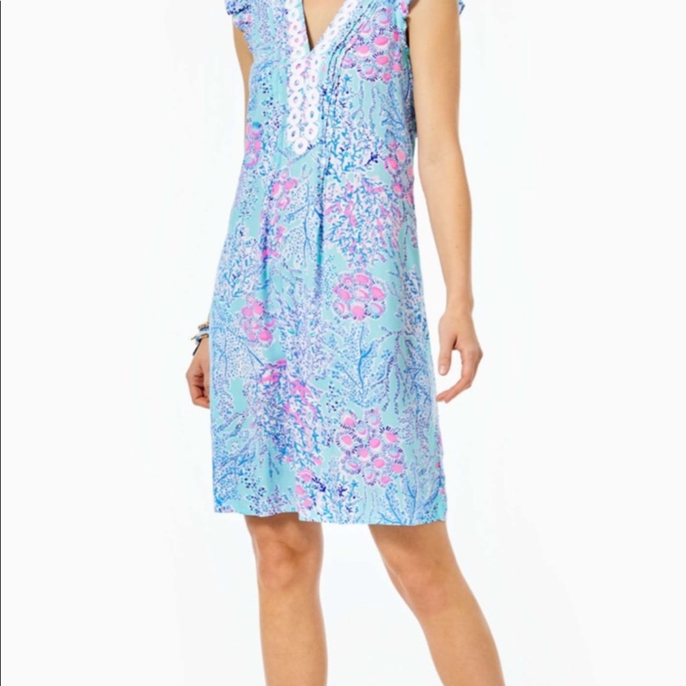 Lilly Pulitzer Joan Tunic Dress Now You Sea Me, XL in Blue